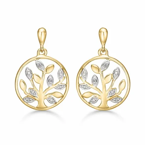 Støvring Design livets tre øredobber i 14 karat gull hvit diamant