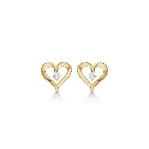 Støvring Design hjerte øredobber i 14 karat gull hvit zirkon