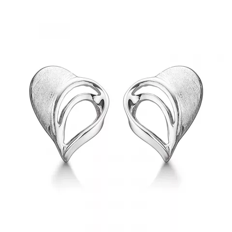 matt og blank Støvring Design hjerte øredobber i rodinert sølv