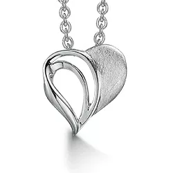 Støvring Design hjerte anheng med halskjede i rodinert sølv