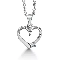 Støvring Design hjerte halskjede med anheng i rodinert sølv hvit zirkon