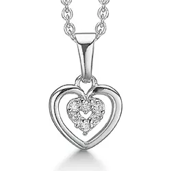 Støvring Design hjerte halskjede med anheng i rodinert sølv hvit zirkon