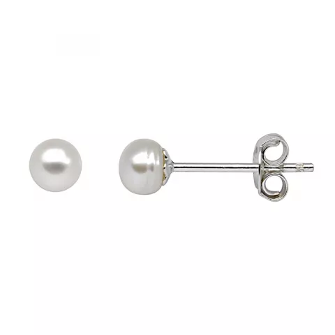 4 mm Støvring Design hvite perle øredobber i sølv