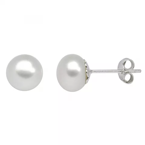 8 mm Støvring Design hvite perle øredobber i sølv