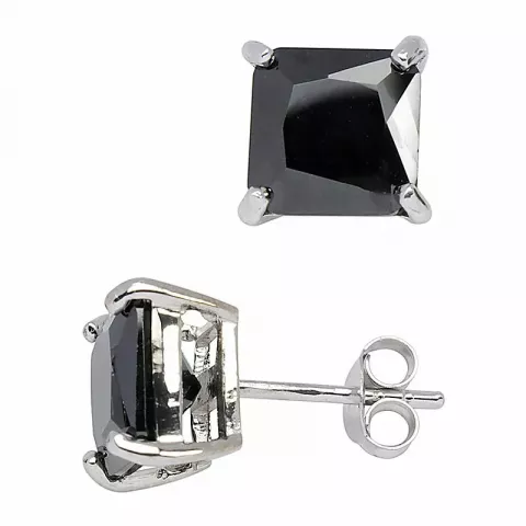 8 mm Støvring Design øredobber i sølv svart zirkon