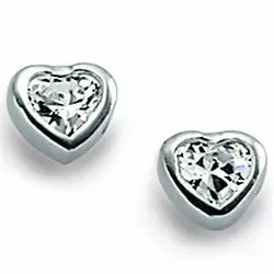 Støvring Design hjerte øredobber i sølv hvit zirkon
