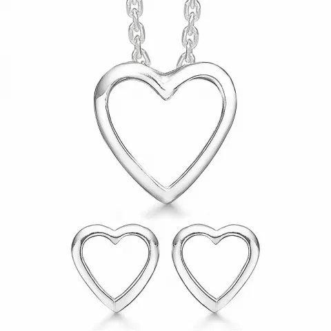 Støvring Design hjerte smykke sett i sølv