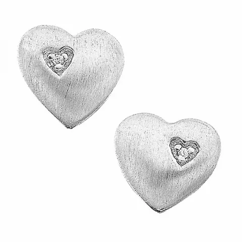 Støvring Design hjerte øredobber i sølv hvit diamant