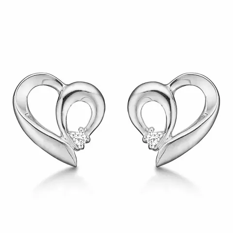 Støvring Design hjerte øredobber i sølv hvit diamant