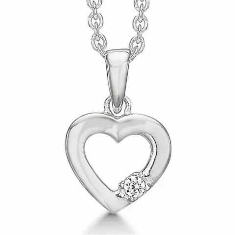 Støvring Design hjerte halskjede med anheng i sølv hvit zirkon
