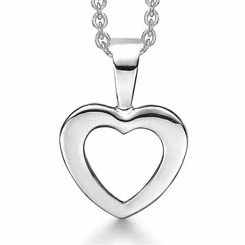 Støvring Design hjerte halskjede med anheng i 14 karat hvitt gull med sølv halskjede