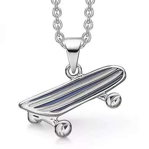 Skateboard halskjede med anheng i sølv