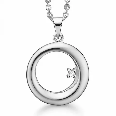 Støvring Design halskjede med anheng i rodinert sølv hvit diamant