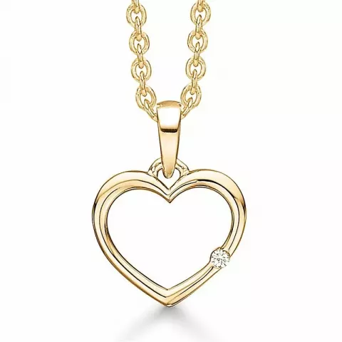 Støvring Design halskjede med anheng i 14 karat gull med Forgylt sølv halskjede hvit diamant