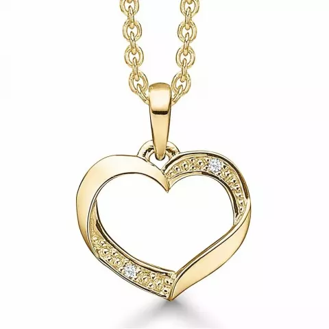 Støvring Design anheng med halskjede i 14 karat gull med Forgylt sølv halskjede hvit diamant