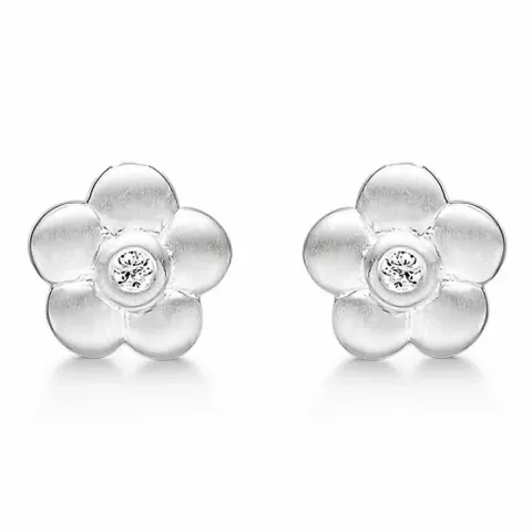 Støvring Design blomst øredobber i sølv hvit zirkon
