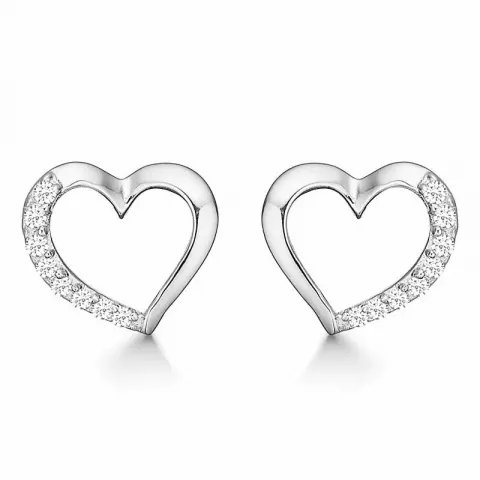 Støvring Design hjerte øredobber i sølv hvit zirkon