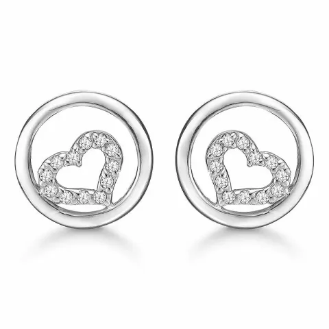 Støvring Design hjerte øredobber i sølv hvit zirkon