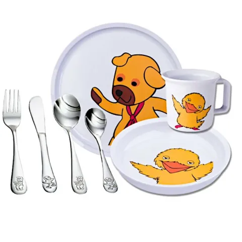 Dåpsgave: Bamse og kylling barnedåpsgave i Rustfritt stål modell: 250-100299