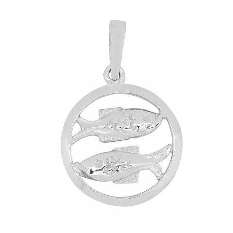 12 mm Siersbøl stjernetegn fisken anheng i rodinert sølv