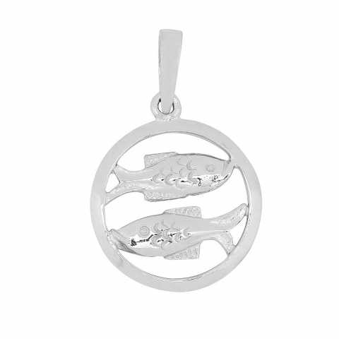 15 mm Siersbøl stjernetegn fisken anheng i rodinert sølv