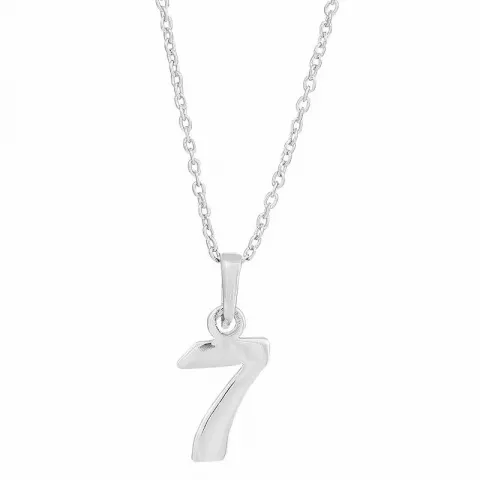 Siersbøl tallet 7 anheng med halskjede i sølv