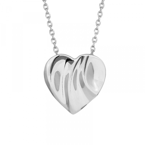 Siersbøl hjerte anheng med halskjede i rodinert sølv