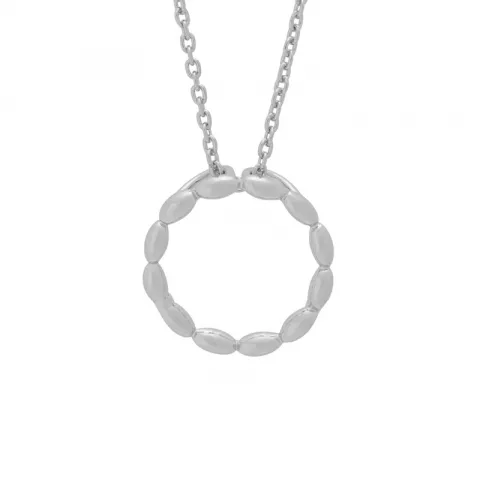 Siersbøl sirkel anheng med halskjede i rodinert sølv