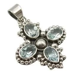 blå topas anheng i sølv
