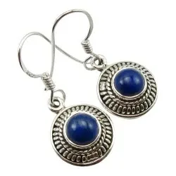 Runde blå øredobber i sølv