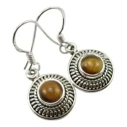 Runde brune sølvøredobb i oksidert sterlingsølv