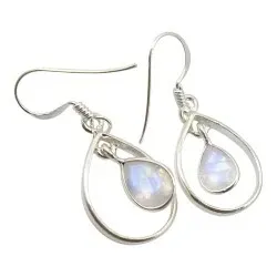 Dråpeformet månestein øredobber i sølv