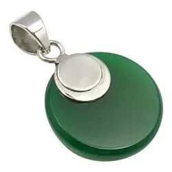 Rundt grønn onyks anheng i sølv