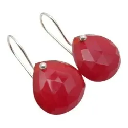 Rød øredobber i sølv