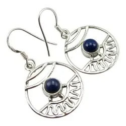 Runde blå øredobber i sølv