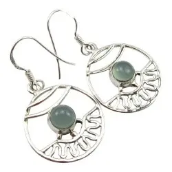 Henge blå øredobber i sølv