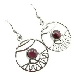 rød granat øredobber i sølv