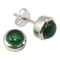 runde grønn onyks øredobber i sølv