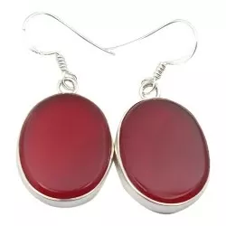 ovale rød øredobber i sølv