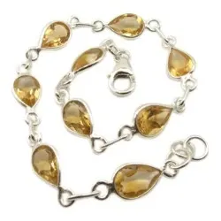 dråpe citrin armbånd i sølv