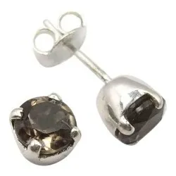 Runde kvarts ørestikker i sølv