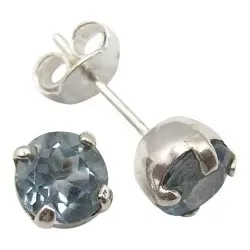 Runde topas ørestikker i sølv