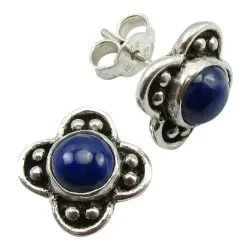 Blomst ørestikker i oksidert sterlingsølv