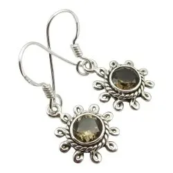Kvarts øredobber i oksidert sterlingsølv