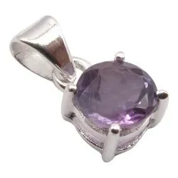 Rundt ametyst anheng i sølv