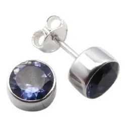 Runde iolitt ørestikker i sølv