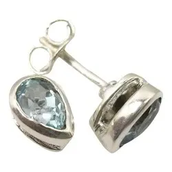 Billiige blå topas ørestikker i sølv