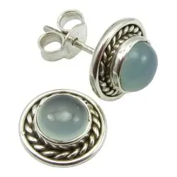 Runde ørestikker i oksidert sterlingsølv