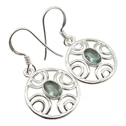 Runde blå øredobber i sølv