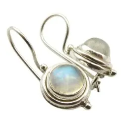 Runde månestein øredobber i sølv